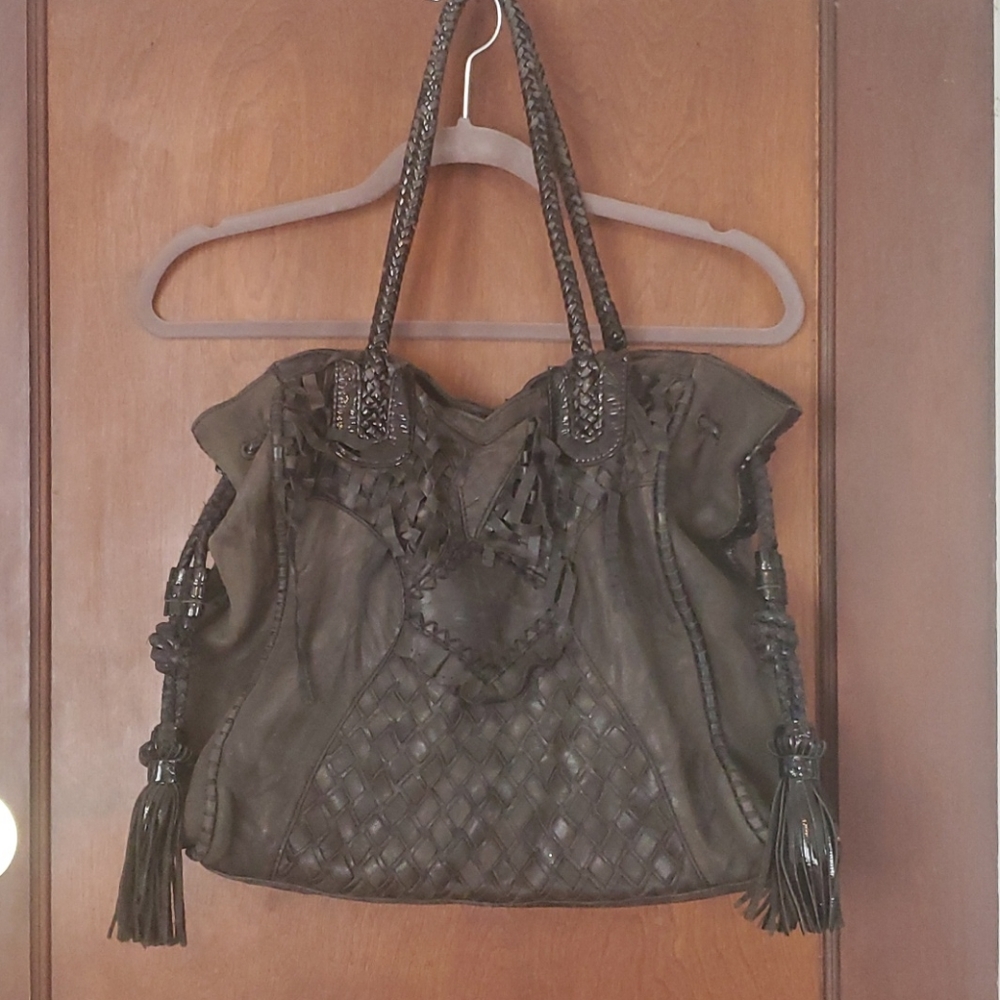 Large leather tote bag